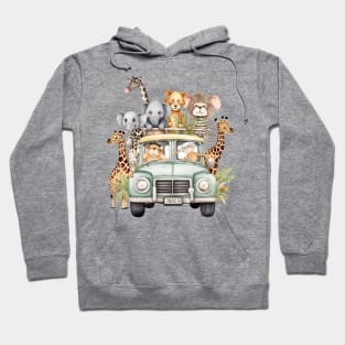 Watercolor Baby Animal Safari #2 Hoodie